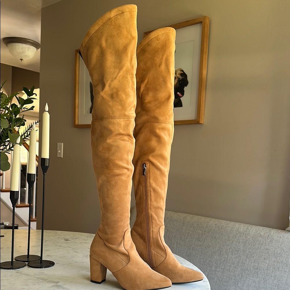 Tan Suede Over-the-Knee Boots